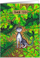 Thank You Cat in Tropical Garden card