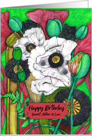 Happy Birthday, Mother in Law, Modern Botanical Poppies card