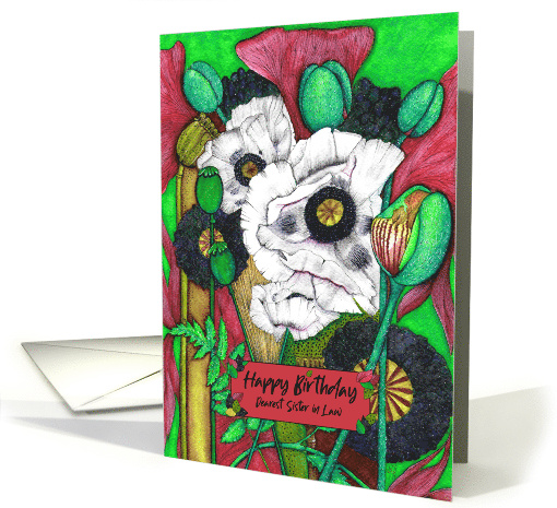 Happy Birthday, Sister in Law, Modern Botanical Poppies card (1736098)