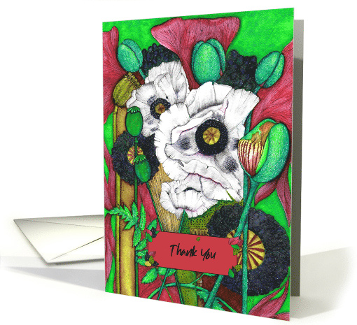 Thank You, Modern Botanical Poppies card (1736110)