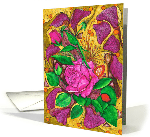 Blank Pink Rose and Petals Painting card (1736730)