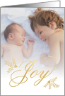 Joyful Holiday, Joy, Faux Gold, Lettering, Photo card