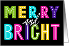 Merry and Bright, Fun and Festive Christmas,Typography, Black card