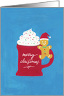 Christmas Mug Hot Cocoa and Gingerbread Man card