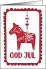 God Jul, Dala Horse, Ornament, Snowflake, Hygge card