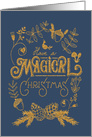 Enchanted, Magical Christmas, Forest, Faux Gold Glitter, Blue card