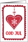 God Jul, Heart, Ornament, Snowflake, Hygge card