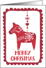 Merry Christmas, Dala Horse, Ornament, Snowflake, Hygge, Folk Art card