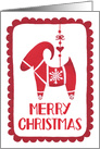 Merry Christmas, Yule Goat, Ornament, Snowflake, Hygge, Folk Art card