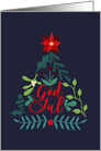 Christmas Tree, Hand Lettered, God Jul, Foliage, Leaves card