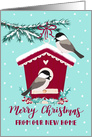 Christmas, We’ve Moved, New Address, Bird House, Chickadee, Snow card