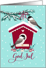 God Jul, Bird House, Chickadee, Snow, Swedish card