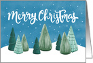 Merry Christmas, Forest, Trees, Snow, Winter card