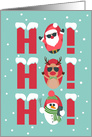 Ho Ho Ho, Cool Santa, Hip Reindeer, Selfie Snowman card