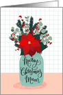 Merry Christmas, Mason Jar, Flowers, Poinsettia, Mum card