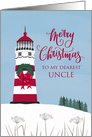 Merry Christmas, Lighthouse, Wreath, Nautical, Uncle card