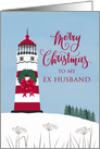 Merry Christmas, Lighthouse, Wreath, Nautical, Ex Husband card