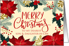 Merry Christmas, Poinsettia, Faux Gold, Son and Daughter In Law card