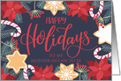 Mother In Law To Be , Happy Holidays, Poinsettia, Candy Cane, Berries card