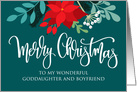 Goddaughter and Boyfriend, Merry Christmas, Poinsettia, Rosehip card