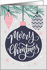Merry Christmas, Christmas Ornaments, Baubles, Hand Lettering, Pine card
