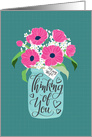 Wife, Thinking Of You, Mason Jar, Flowers, Hand Lettering card