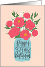 27th Birthday, Happy Birthday, Mason Jar, Flowers, Hand Lettering card
