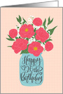 26th Birthday, Happy Birthday, Mason Jar, Flowers, Hand Lettering card