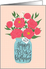 Wife, 89th, Happy Birthday, Mason Jar, Flowers, Hand Lettering card