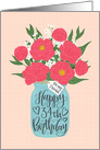 Friend, 34th, Happy Birthday, Mason Jar, Flowers, Hand Lettering card