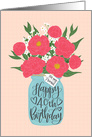 Friend, 40th, Happy Birthday, Mason Jar, Flowers, Hand Lettering card