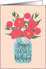 Friend, 41st, Happy Birthday, Mason Jar, Flowers, Hand Lettering card