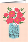 Friend, 42nd, Happy Birthday, Mason Jar, Flowers, Hand Lettering card