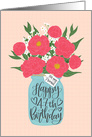 Friend, 47th, Happy Birthday, Mason Jar, Flowers, Hand Lettering card
