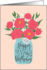 Step Mom, 39th, Happy Birthday, Mason Jar, Flowers, Hand Lettering card