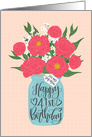 Step Mom, 41st, Happy Birthday, Mason Jar, Flowers, Hand Lettering card