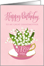 Great Grandmother 78th Birthday Teacup with Lily of the Valley Flower card