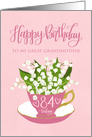 Great Grandmother 84th Birthday Teacup with Lily of the Valley Flower card