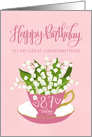 Great Grandmother 87th Birthday Teacup with Lily of the Valley Flower card