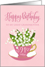 Great Grandmother 91st Birthday Teacup with Lily of the Valley Flower card