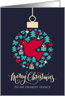 For Fiance with Christmas Peace Dove Bauble Ornament card