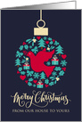 From Our House to Yours with Christmas Peace Dove Bauble Ornament card