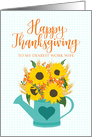 Work Wife Happy Thanksgiving Watering Can of Sunflowers & Wheat card