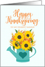 Nannie Happy Thanksgiving Watering Can of Sunflowers & Wheat card