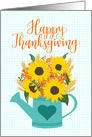 Business Happy Thanksgiving Watering Can of Sunflowers & Wheat card