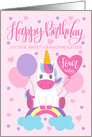 4th Birthday OUR Granddaughter Unicorn Sitting On Rainbow card