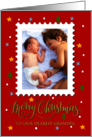 OUR Grandpa Custom Photo Postage Stamp with Merry Christmas card