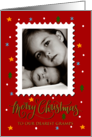 OUR Gramps Custom Photo Postage Stamp with Merry Christmas card