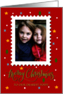 OUR Poppi Custom Photo Postage Stamp with Faux Gold Merry Christmas card