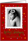 My Papaw Custom Photo Postage Stamp with Faux Gold Merry Christmas card